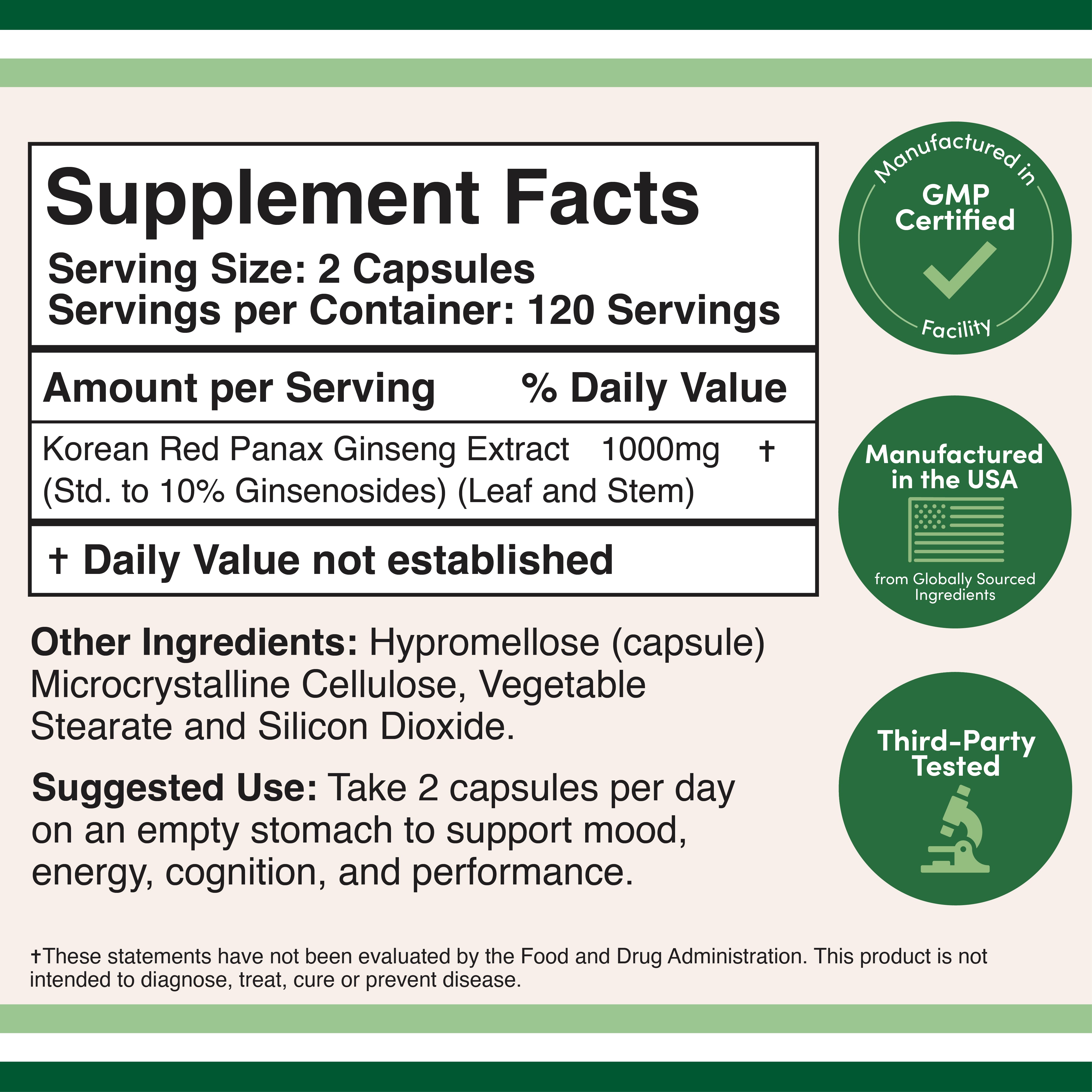 Double Wood - Panax Ginseng coréen - 240 x 500 mg gélules