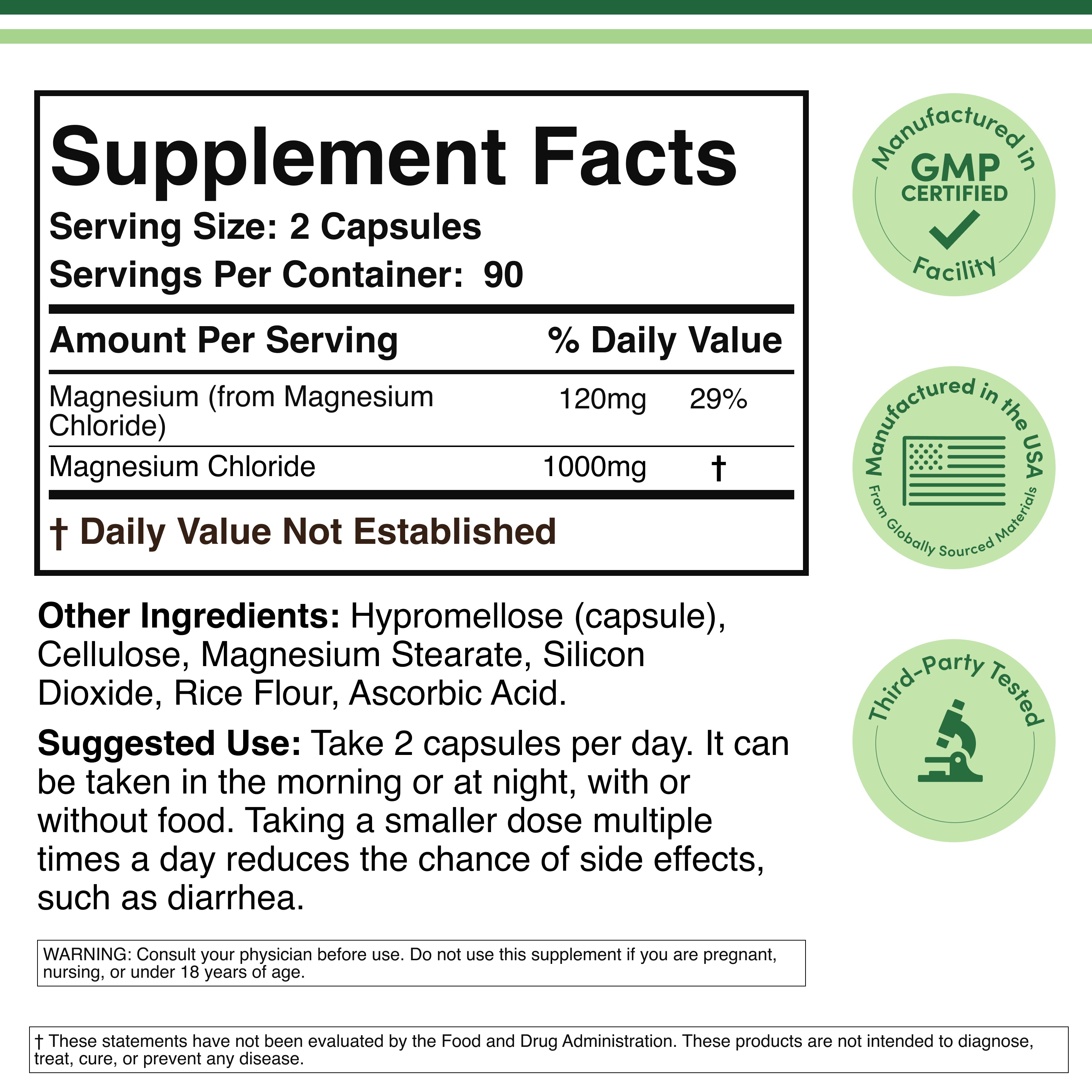 Double Wood - Chlorure de magnésium - 180 x 500 mg gélules