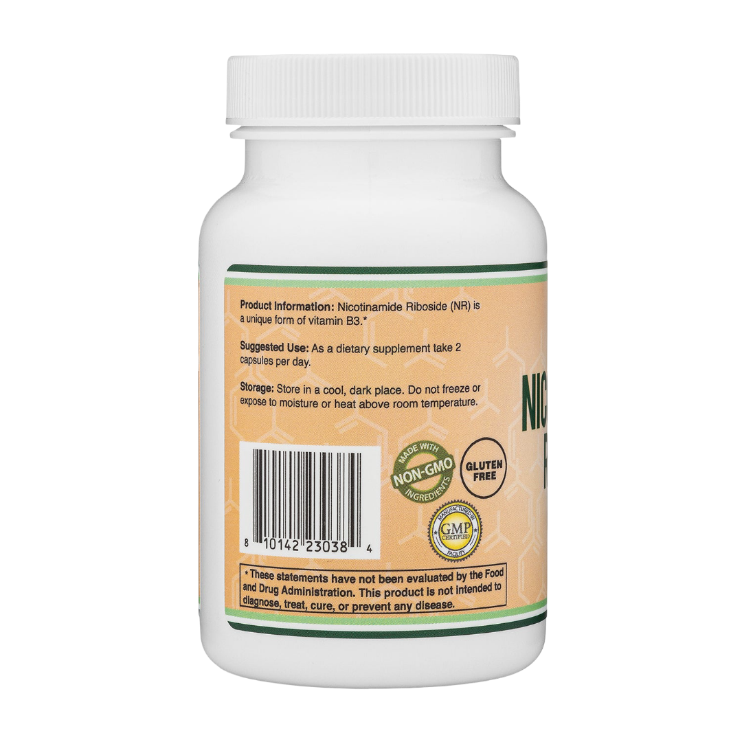 Supplement bottle with label on a white background