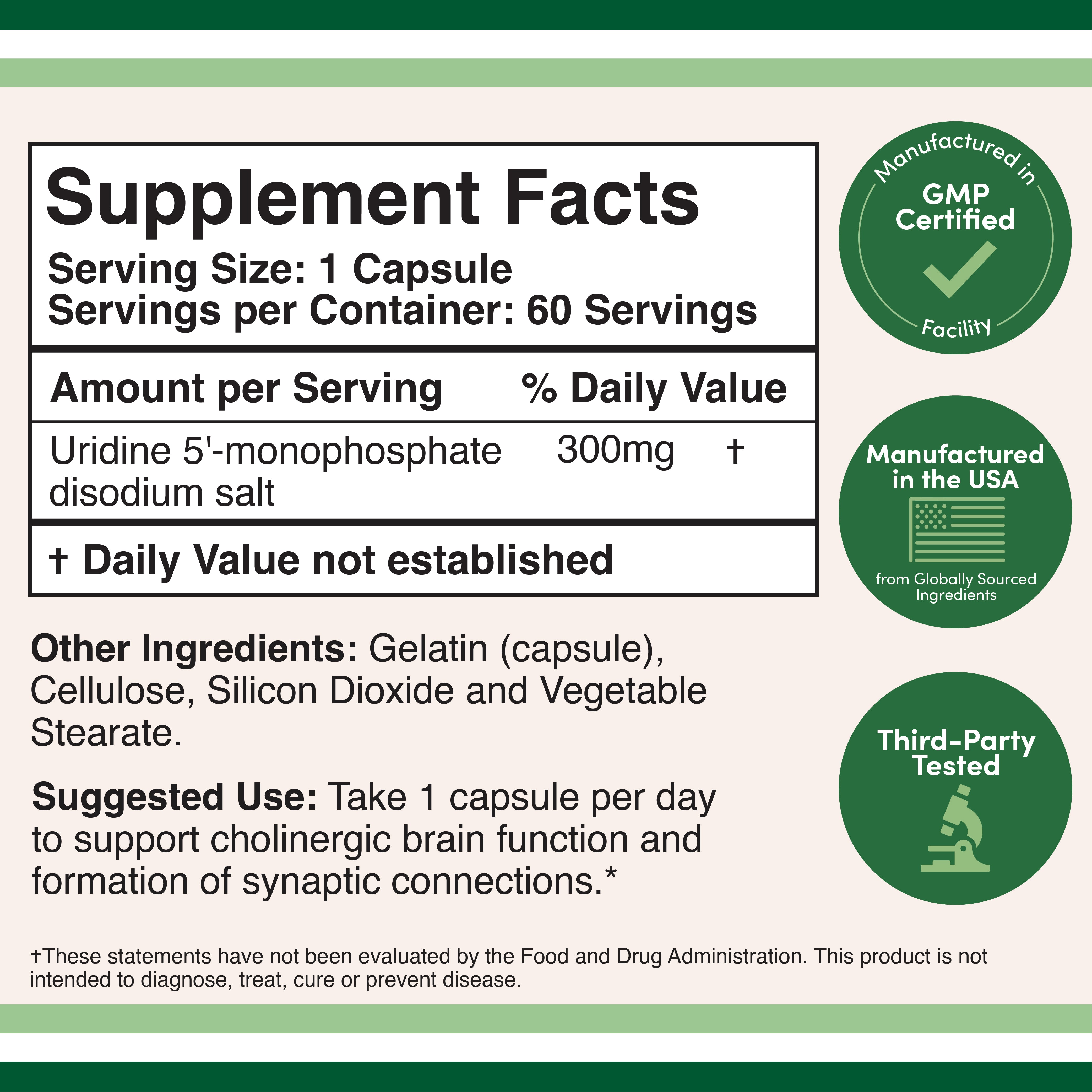 Double Wood - Uridine Monophosphate - 60 x 300 mg capsules