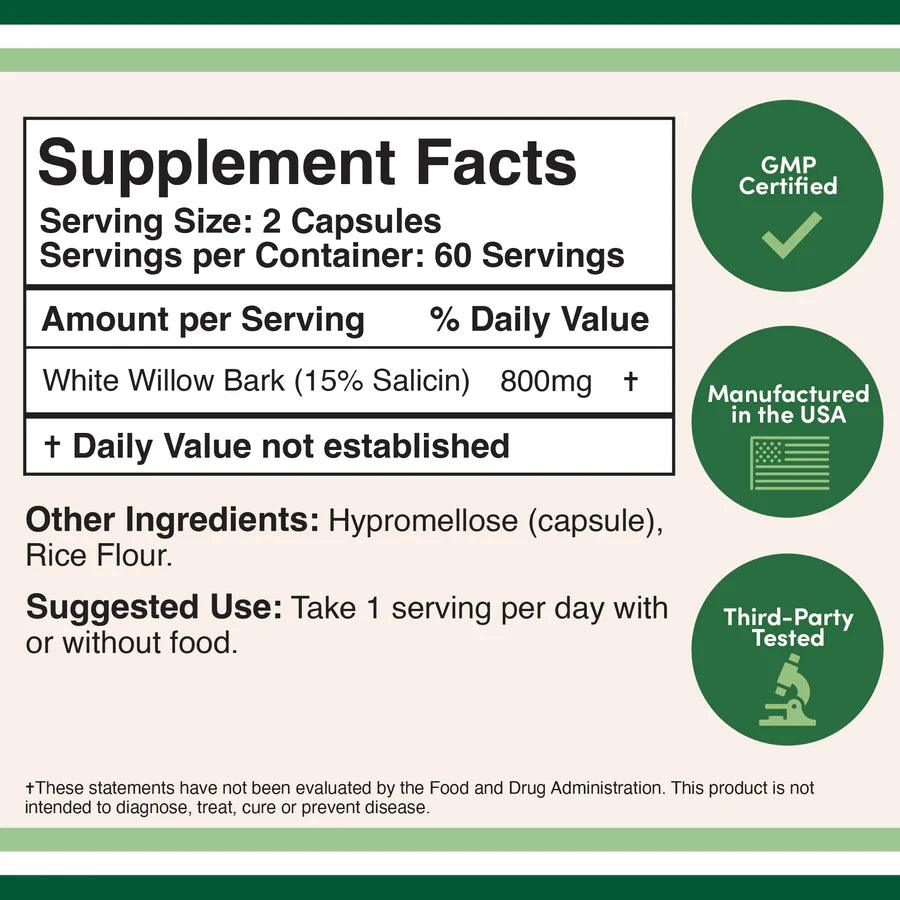 Double Wood - Écorce de Saule Blanc - 120 gélules de 400 mg