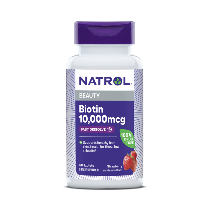 Natrol - Biotine : Dissolution rapide - 10 000 mcg 60 Comprimés 