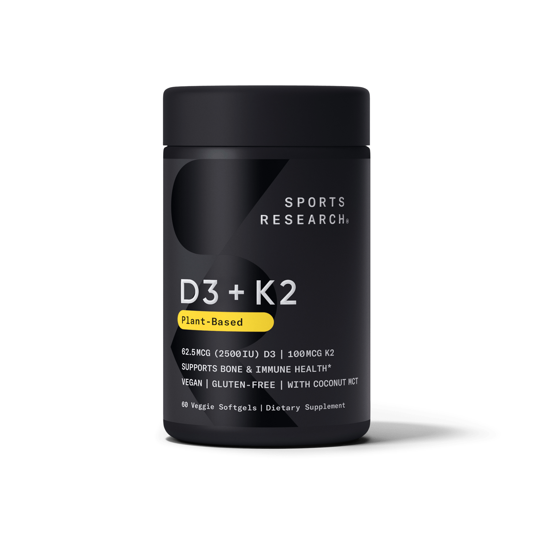 Sports Research - 純素 D3 5000iu + 維生素 K2 -100 微克，60 粒素食軟膠囊