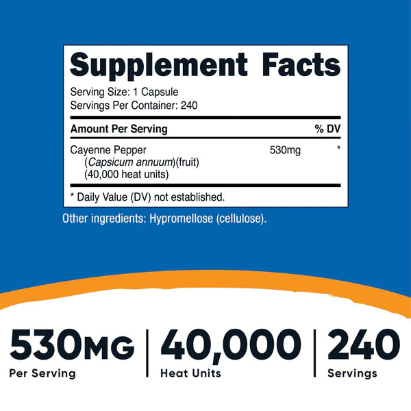 Nutricost - 辣椒 530 毫克，240 粒膠囊