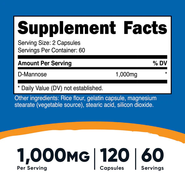 Nutricost - D-甘露糖 500 毫克，120 粒膠囊