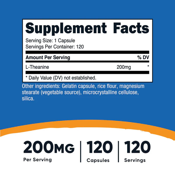 Nutricost - L-théanine 200 mg ; 120 capsules