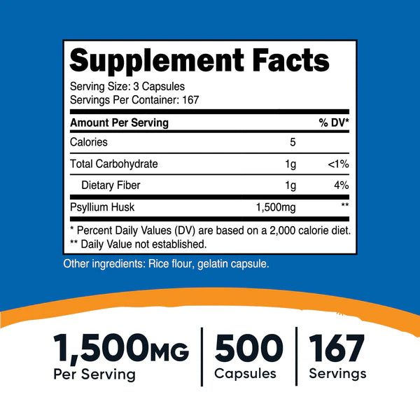 Nutricost - Psyllium Husk 500mg; 500 Caps