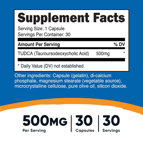 Nutricost - Tudca 500 毫克，30 粒膠囊（牛磺熊去氧膽酸）