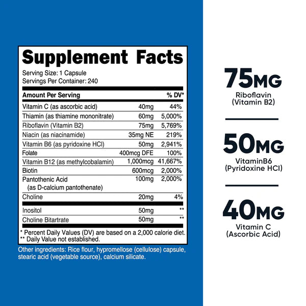 Nutricost - 複合維生素 B 460 毫克，240 粒膠囊