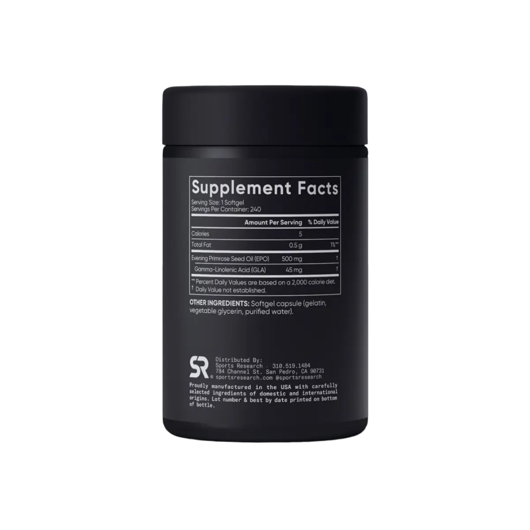 Black supplement container with 'Supplement Facts' label on a white background