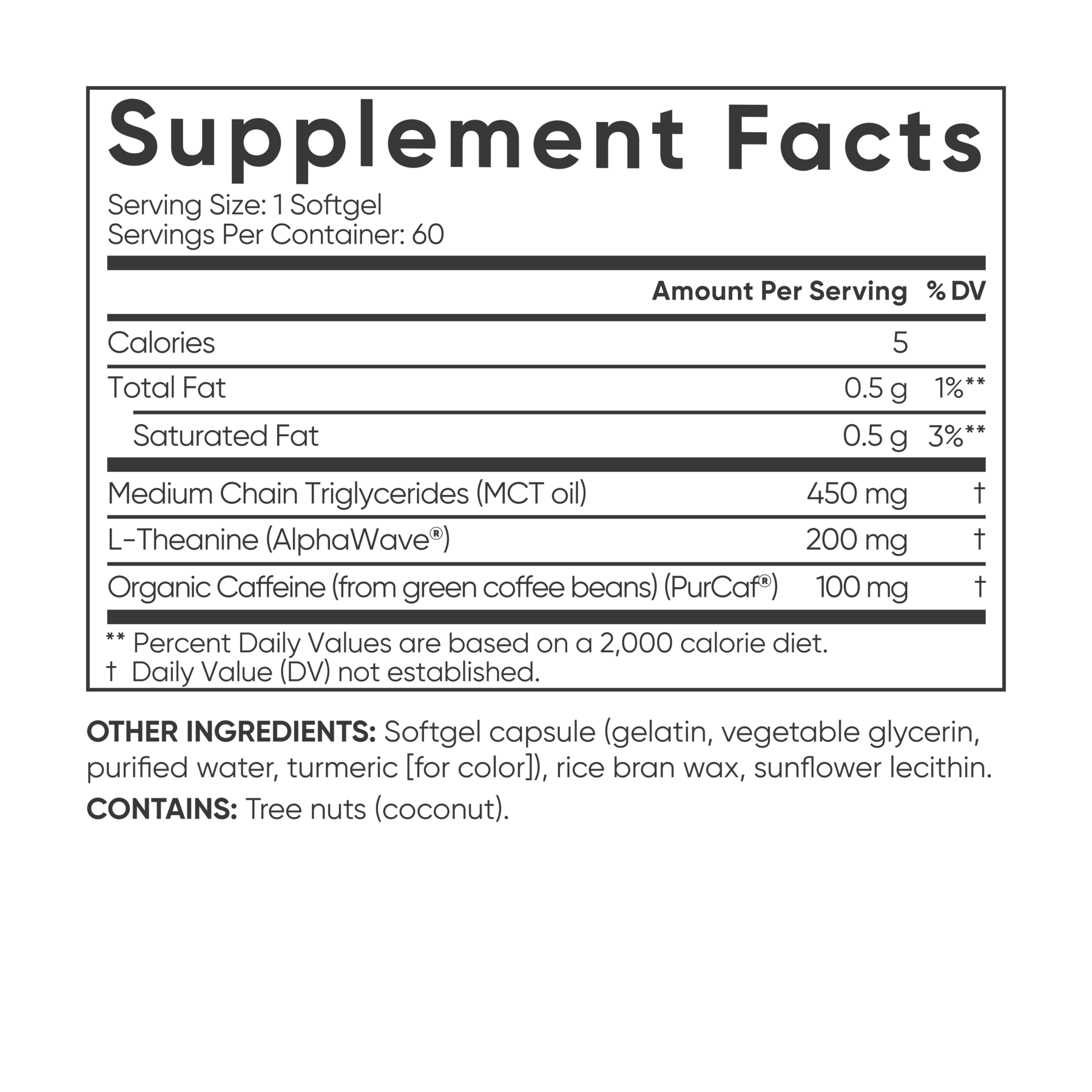 Sports Research - L-茶胺酸 + 咖啡因 - 60 粒軟膠囊